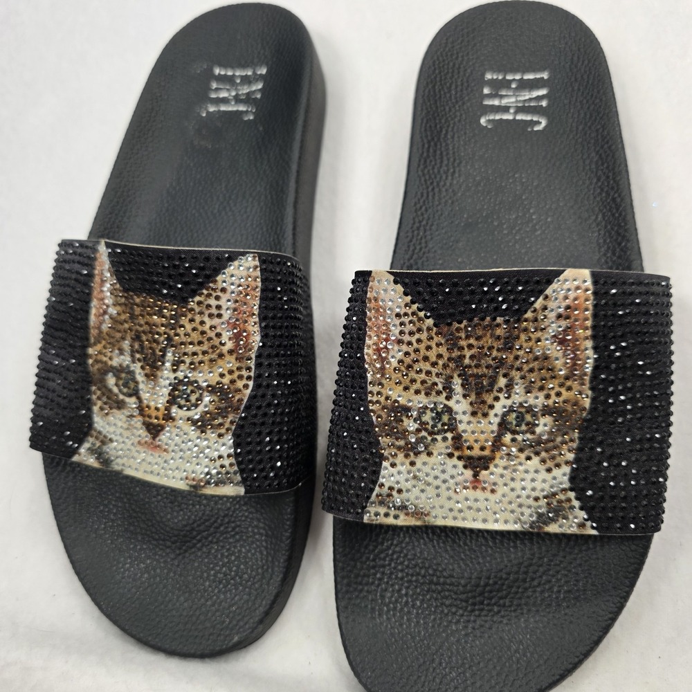 INC Rhinestone Sparkle Cat Slide Sandals Women's Size 9 Excellent Condition